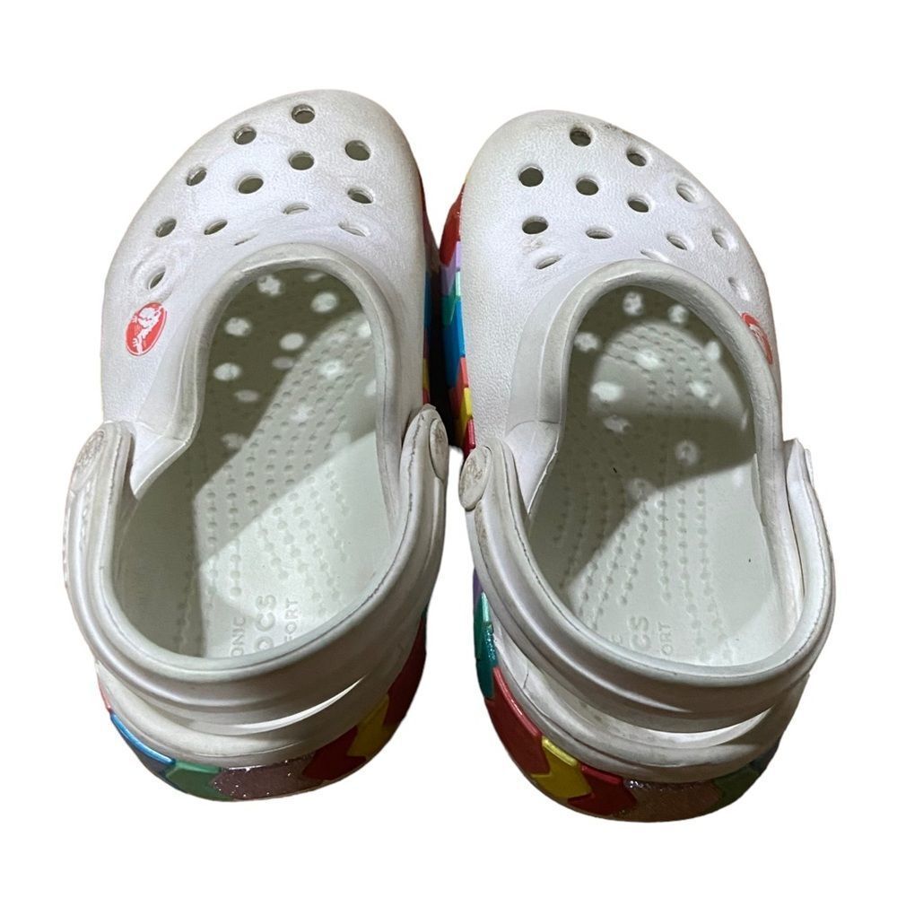 Crocs White Rainbow Slide On Clogs - Picture 3 of 4